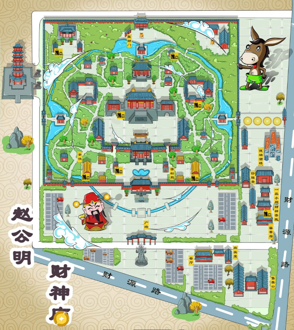 庄河寺庙类手绘地图